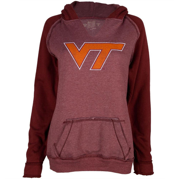 Virginia Tech Hokies - Distressed VT Logo Juniors Relaxed Slit-Neck Hoodie