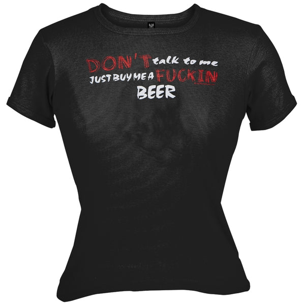 Dont Talk, Buy Beer Juniors Babydoll Half Shirt