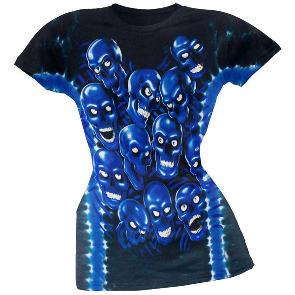 Skull Pile Juniors Blue T-Shirt