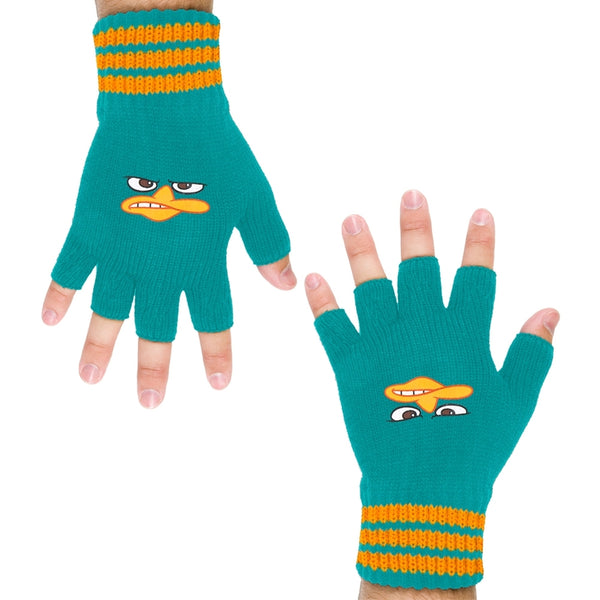 Phineas & Ferb - Perry Face Knit Fingerless Gloves