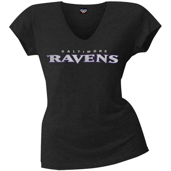 Baltimore Ravens - Scrum Logo Juniors Premium V-Neck T-Shirt