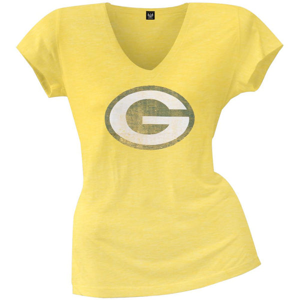 Green Bay Packers - Scrum Logo Premium Juniors V-Neck T-Shirt