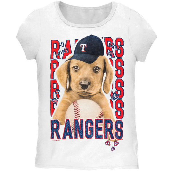 Texas Rangers - Puppy Dog White Girls Youth T-Shirt