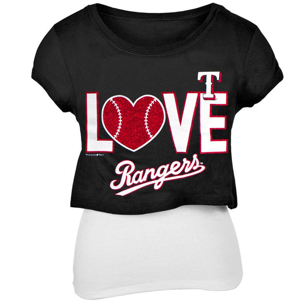 Texas Rangers - Glitter Love Girls Youth T-Shirt w/Tank