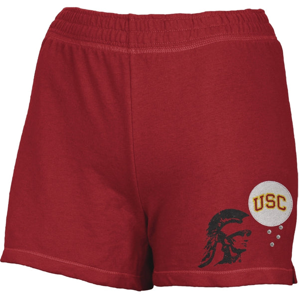 USC Trojans - Glitter Logo w/Rhinestones Girls Youth Athletic Shorts