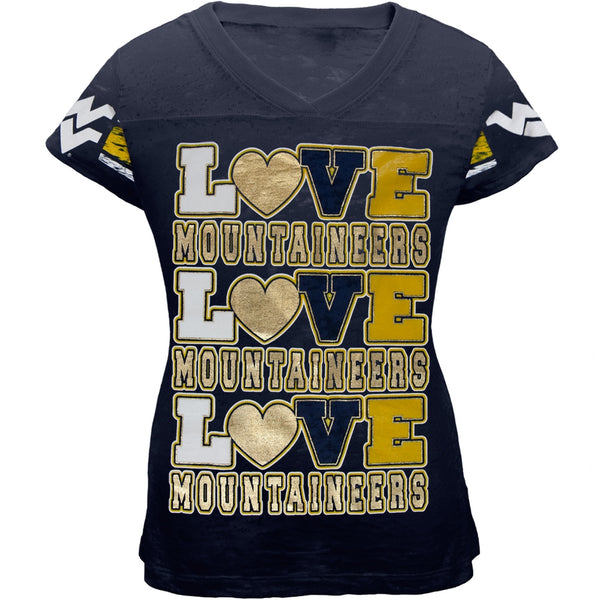 West Virginia Mountaineers - Foil Love Girls Juvy Burnout T-Shirt