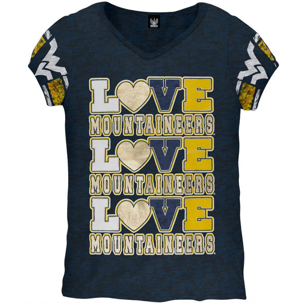West Virginia Mountaineers - Foil Love Girls Youth Burnout T-Shirt