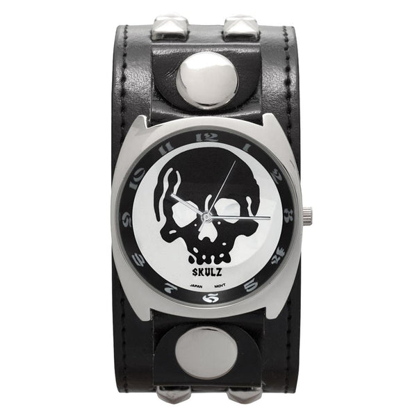 Large Silver Skull Band Watch