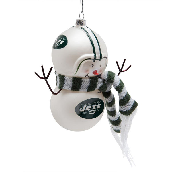 New York Jets - Blown Glass Snowman Ornament