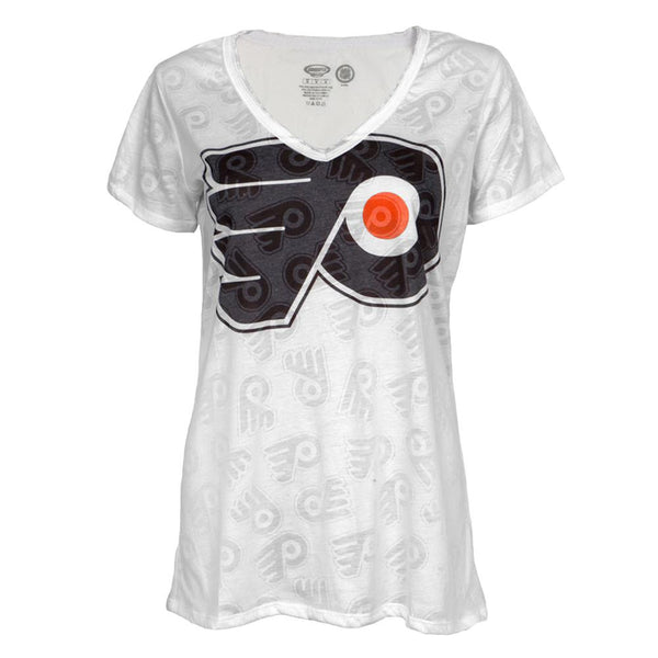 Philadelphia Flyers - Large Logo Juniors Burnout V-Neck T-Shirt