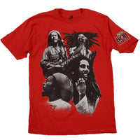 Bob Marley - Red Quad Photo Mens T Shirt