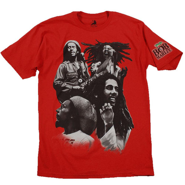 Bob Marley - Red Quad Photo Mens T Shirt