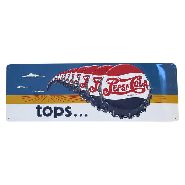 Pepsi - Cola Tops Embossed Tin Sign