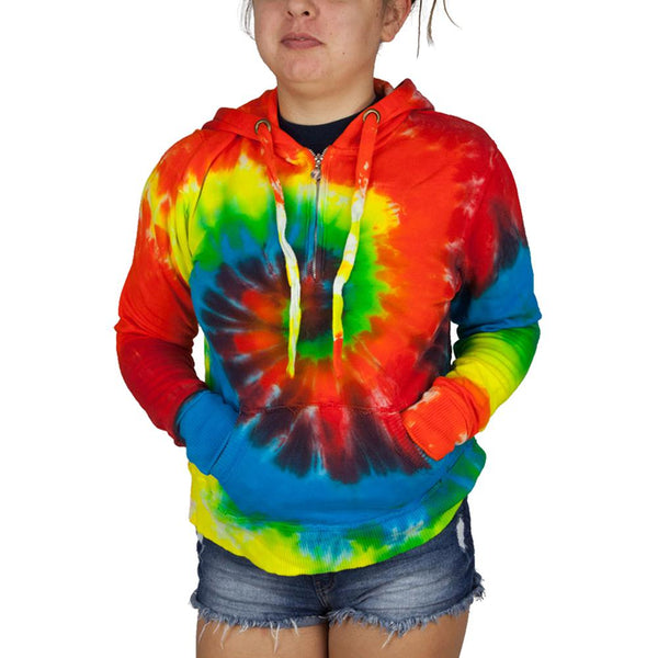 Tie Dye Womens 1/4 Zip Hoodie