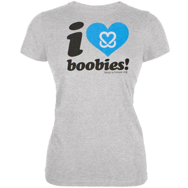 Keep A Breast - I Love Boobies Grey Juniors T-Shirt
