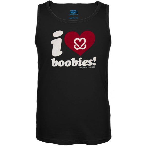 Keep A Breast - I Love Boobies Black Adult Tank Top