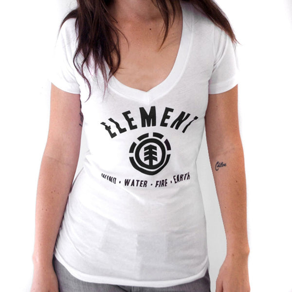 Element - Lock Up White Juniors V-Neck T-Shirt