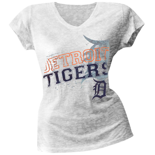 Detroit Tigers - Splatter Logo Juniors Burnout T-Shirt