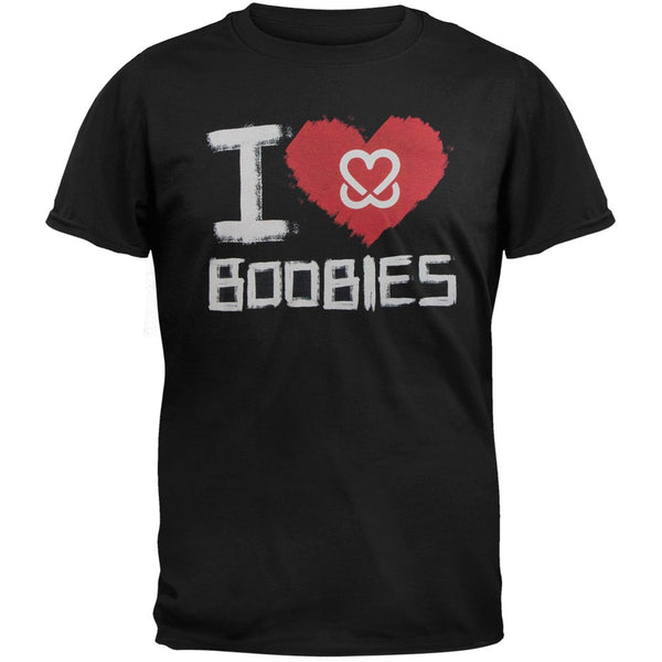 Keep A Breast - Painted I Love Boobies Black Adult T-Shirt