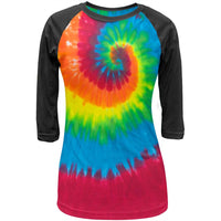 Bright Spiral - Tie-Dye Juniors Raglan