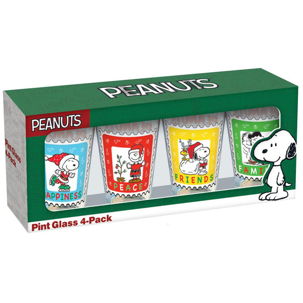 Peanuts - Holiday Stamps 4 Pack Pint Glass Set