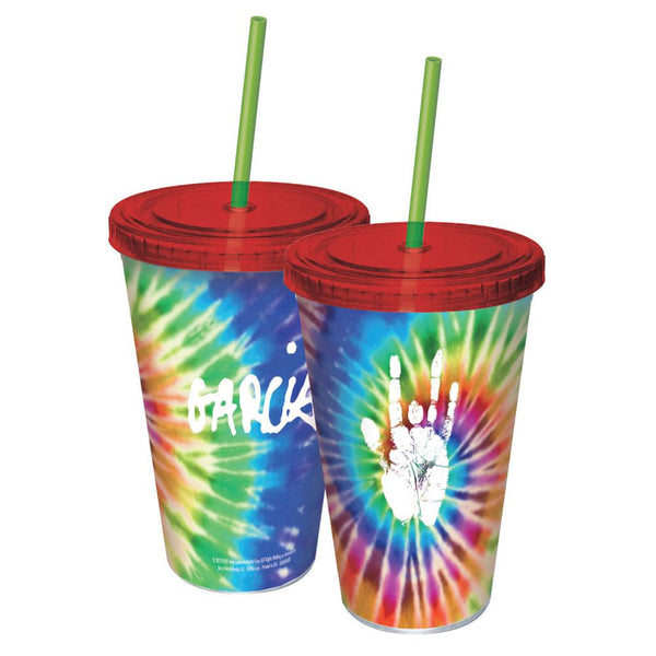 Jerry Garcia - Tie Dye Handprint Acrylic Tumbler With Straw