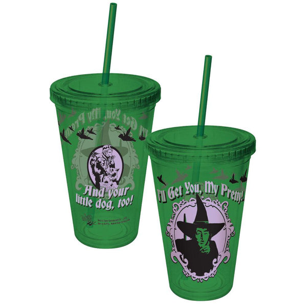 Wizard of Oz - I'll get You My Pretty Wicked Witch Colored Acrylic Tumbler With Straw