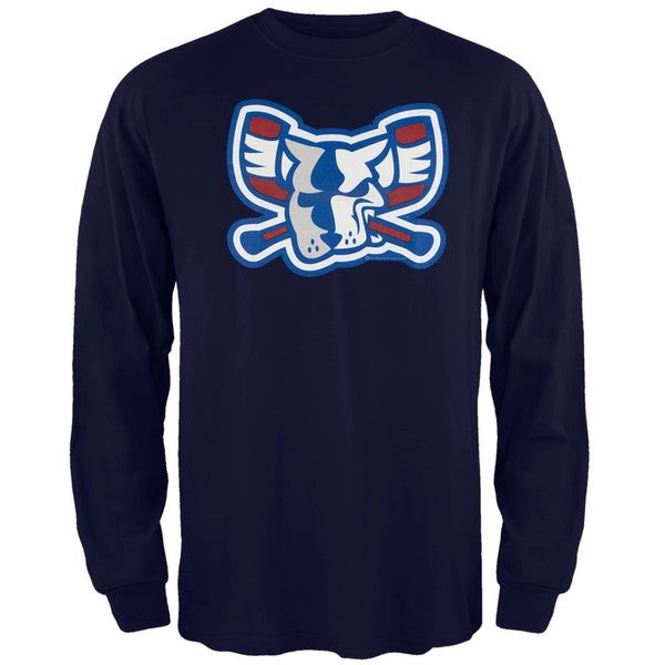 Richmond Riverdogs - Team Colors Mad Dog Logo Navy Adult Long Sleeve T-Shirt