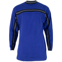 Royal Blue Striped Collar Adult Crew Sweatshirt