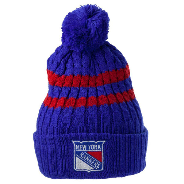 New York Rangers - Logo Blue Bird Adult Pom Pom Knit Hat