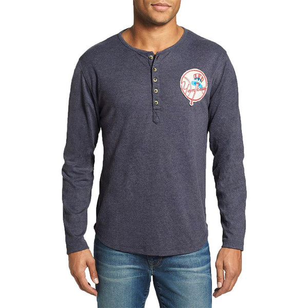 New York Yankees - Chest Logo Primo Adult Henley Long Sleeve T-Shirt