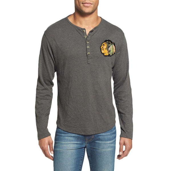 Chicago Blackhawks - Chest Logo Primo Adult Henley Long Sleeve T-Shirt