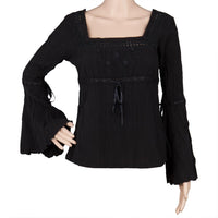 Embroidered - Black Gauze Blouse