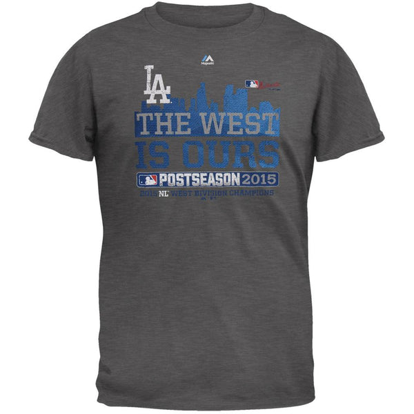 Los Angeles Dodgers - NL West 2015 Champs The West is Ours Soft Adult T-Shirt