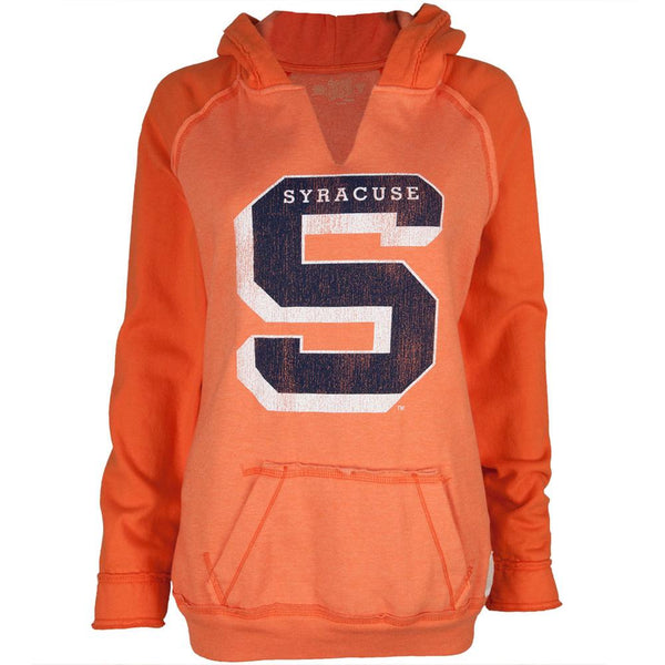 Syracuse Orange - Distressed S Logo Juniors Relaxed Slit-Neck Hoodie