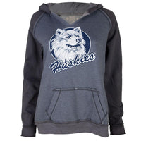 UConn Huskies - Distressed Circle Husky Juniors Relaxed Slit-Neck Hoodie