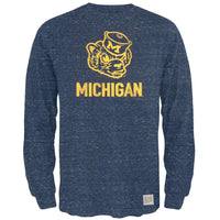 Michigan Wolverines - Mascot Drawing Tri-Blend Adult Long Sleeve T-Shirt