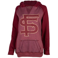 Florida State Seminoles - Distressed Giant FS Logo Juniors Slit-Neck Hoodie