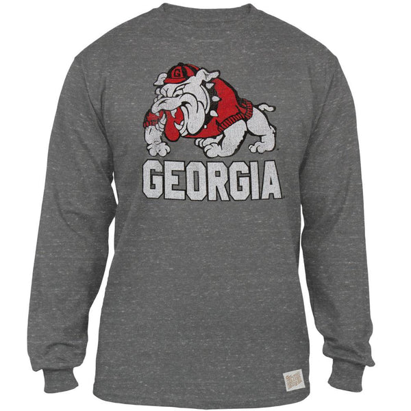 Georgia Bulldogs - Cartoon Dog Tri-Blend Adult Long Sleeve T-Shirt