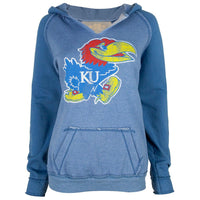 Kansas Jayhawks - Giant Bird Logo Juniors Relaxed Slit-Neck Hoodie