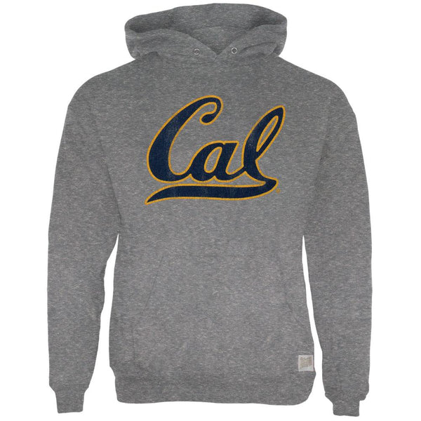 California Bears - Distressed Cursive Cal Logo Tri-Blend Adult Pullover Hoodie