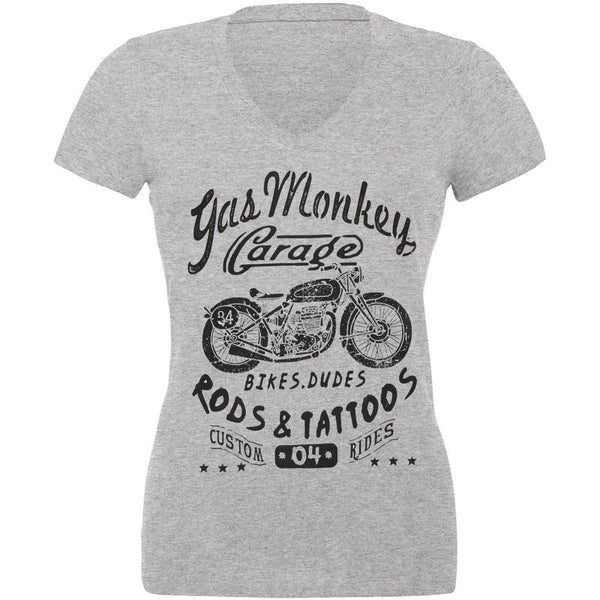 Gas Monkey Garage - Biker Babe Juniors V-Neck T-Shirt