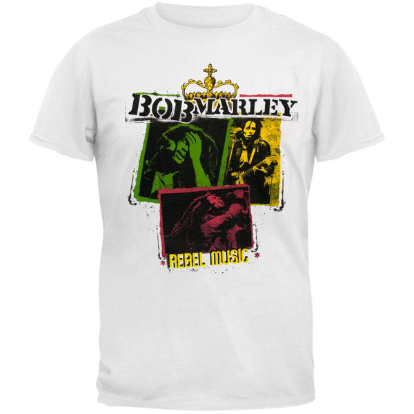 Bob Marley - Rebel Music Rasta Collage Adult T-Shirt