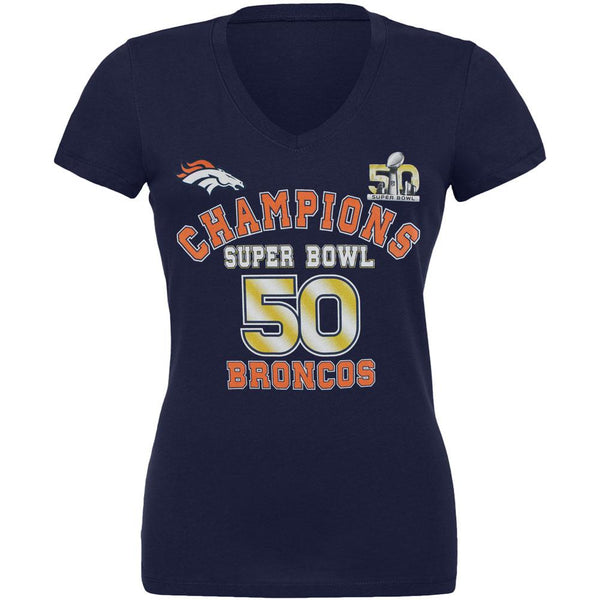 Denver Broncos - Super Bowl 50 Champions Juniors Slubbed V-Neck T-Shirt