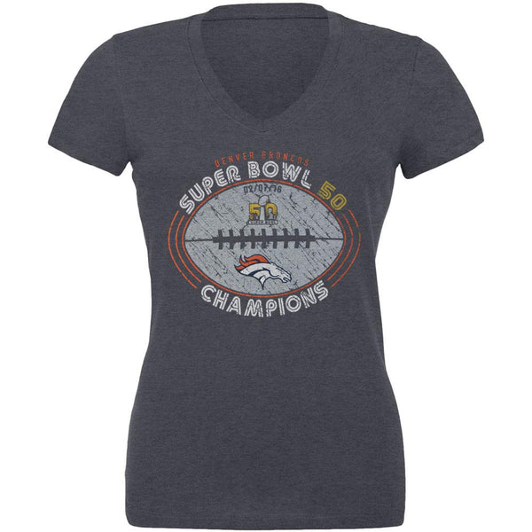 Denver Broncos - Super Bowl 50 Champions Go Long Juniors V-Neck Tri-Blend T-Shirt