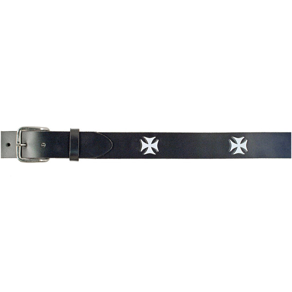 Embossed Iron Crosses Leather Belt