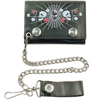 Web Of Evil Tri-Fold Black Leather Wallet