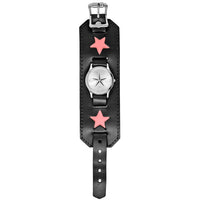 Pink Star Watch With Leather Wristband