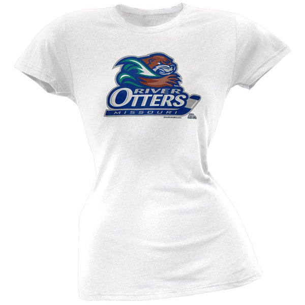 Missouri River Otters Logo Juniors Babydoll White T-shirt
