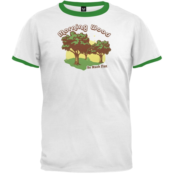 Morning Wood White/Green Ringer T-Shirt